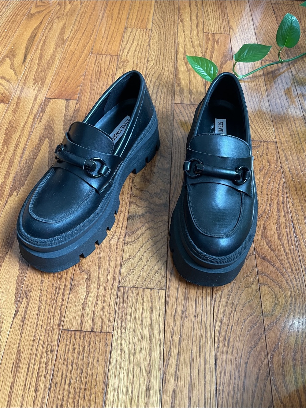 Steve Madden Black Chunky Bit Loafers — Platform Penny Loafers